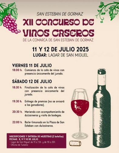 Este fin de semana concurso de vinos artesanales en San Esteban